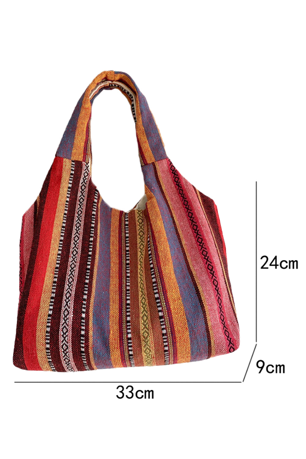 Fiery Red Ethnic Striped Canvas Tote Bag