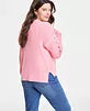 On 34th Women's Cable-Knit-Mesh Crewneck Long-Sleeve Sweater