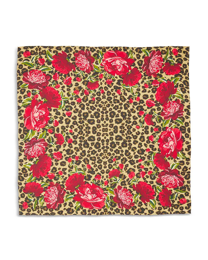 Echo Leopard Garden Square Silk Scarf