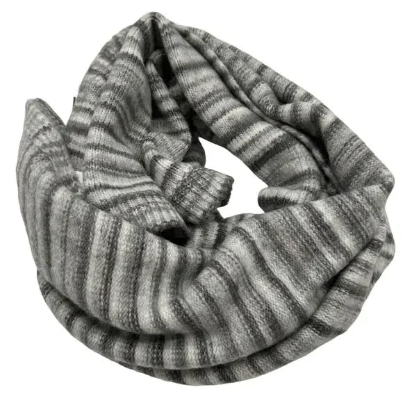 Jocelyn Scarf Gray Stripe Wool Blend Rectangle Stretchy Columbus Scarf NEW