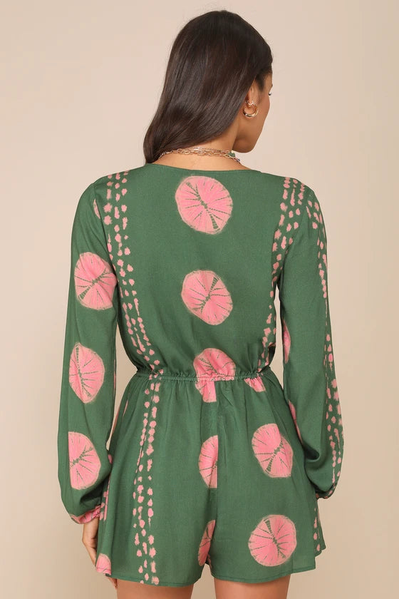 Lulus Adventuresome Green Tye-dye Romper