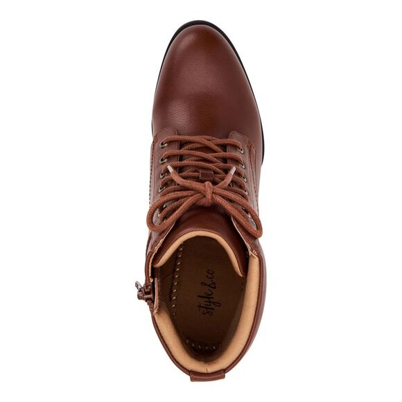 Style & Co Chunky Heel Ankle Boot In Cognac