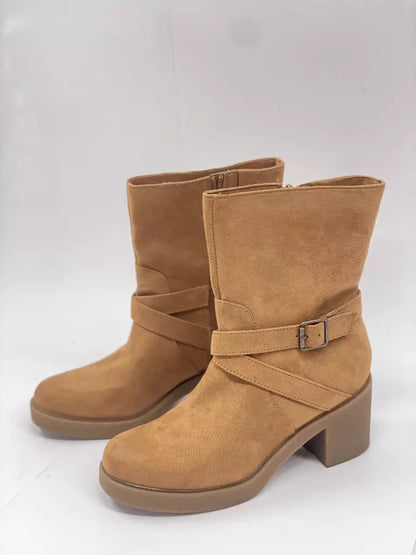 STYLE & COMPANY Women's Brown Comfort Bessiee Round Toe Block Heel Booties