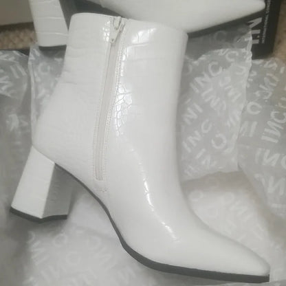 INC International Concepts White Croc Embossed Ankle Boot