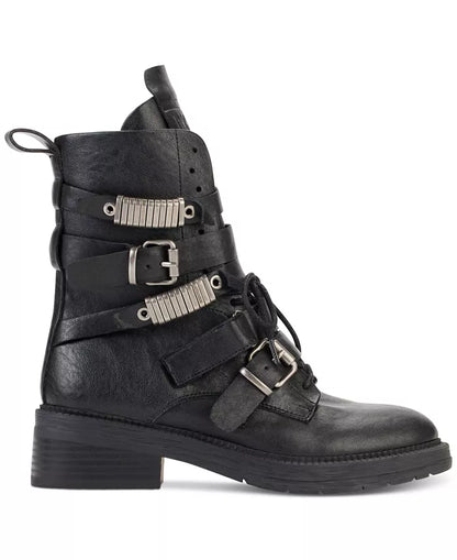 DKNY Black Buckle Combat Boot