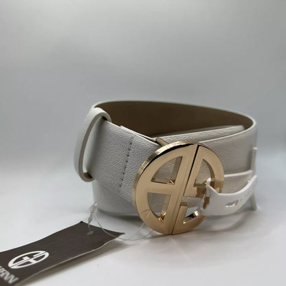Giani Bernini Women's Signature-Buckle Panel Belt White
