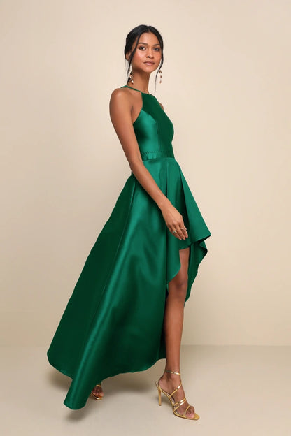 Lulus Broadway Show Emerald Green High-Low Gown