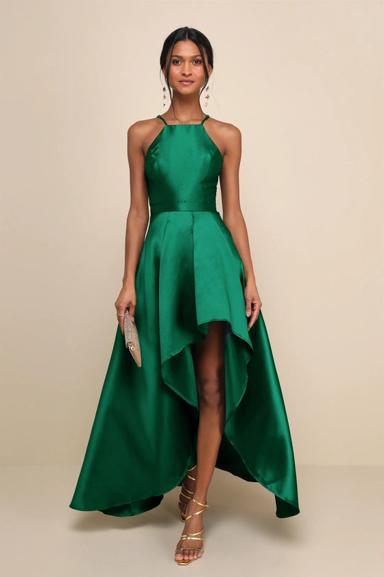 Lulus Broadway Show Emerald Green High-Low Gown