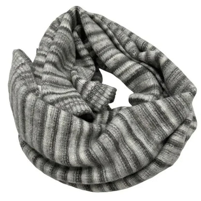 Jocelyn Scarf Gray Stripe Wool Blend Rectangle Stretchy Columbus Scarf NEW