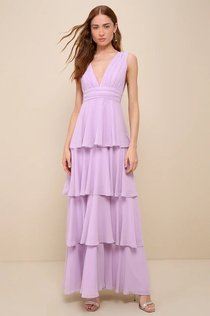 Lulus Amazing Evening Light Blue Floral Tiered Maxi Dress