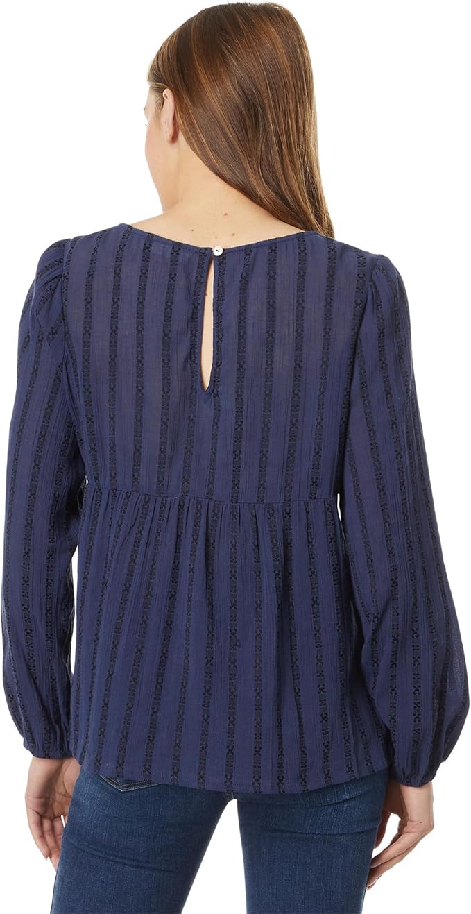 Lucky Brand Women's Beaded Embroidered Peasant Top