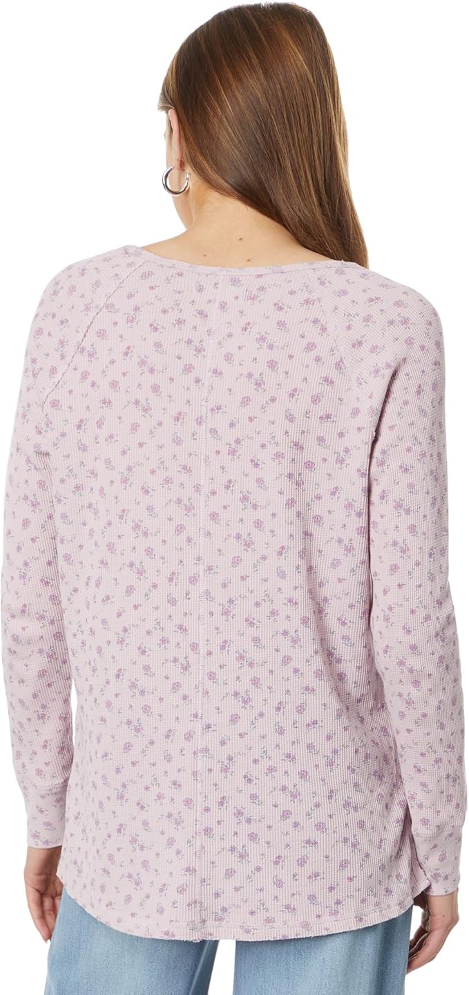 Lucky Brand Women's Oversized V-Neck Waffle Thermal Top
