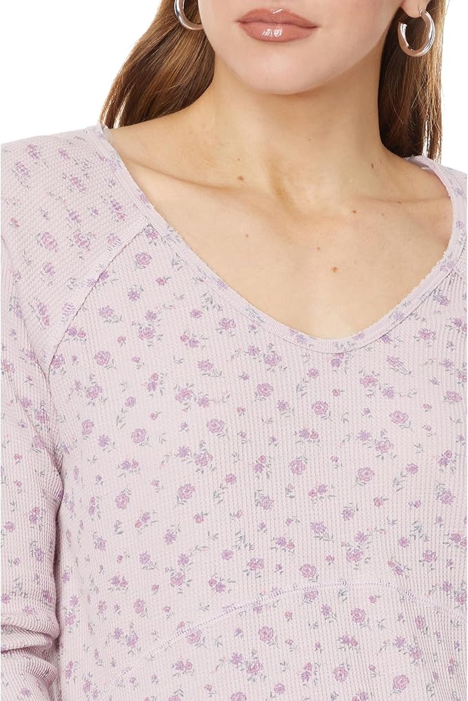 Lucky Brand Women's Oversized V-Neck Waffle Thermal Top
