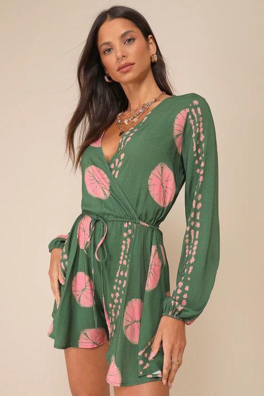 Lulus Adventuresome Green Tye-dye Romper