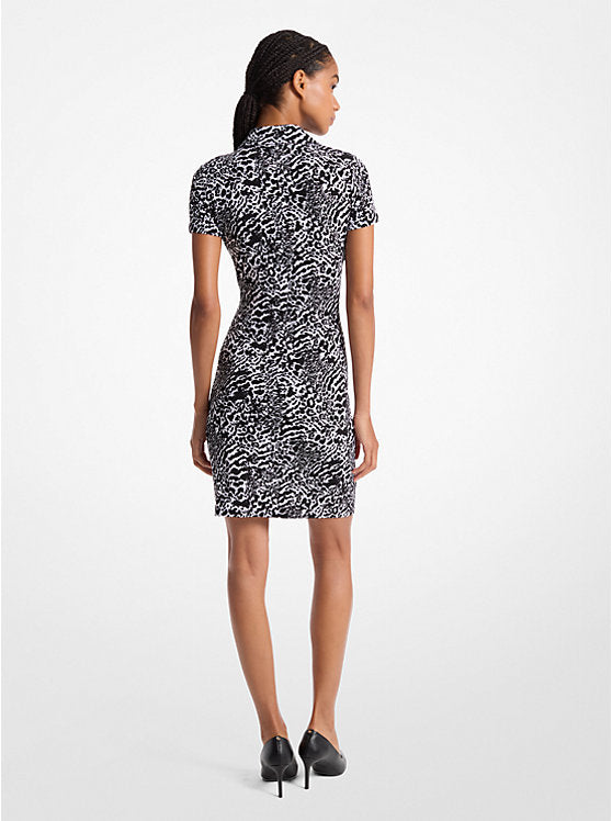 Michael Kors Ocelot Print Stretch Matte Jersey Dress