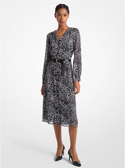 Michael Kors Kate Ocelot Print Georgette Dress