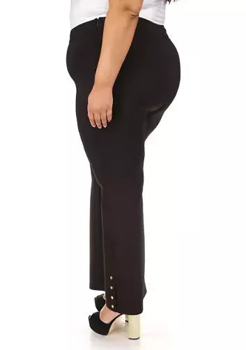 Michael Kors Women's Plus Size Snap Flare-Leg Dress Pants