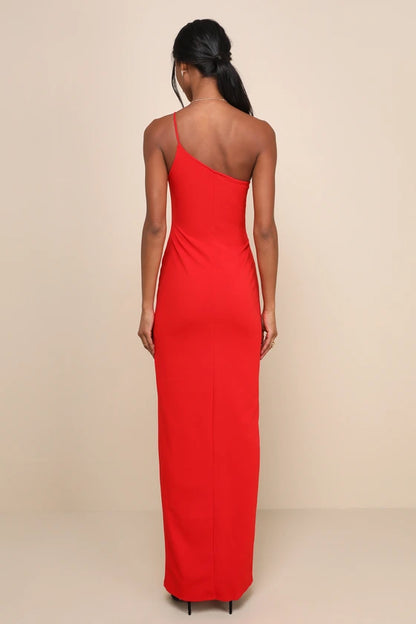 Lulus Keeper of My Heart One-Shoulder Maxi Dress