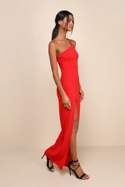 Lulus Keeper of My Heart One-Shoulder Maxi Dress