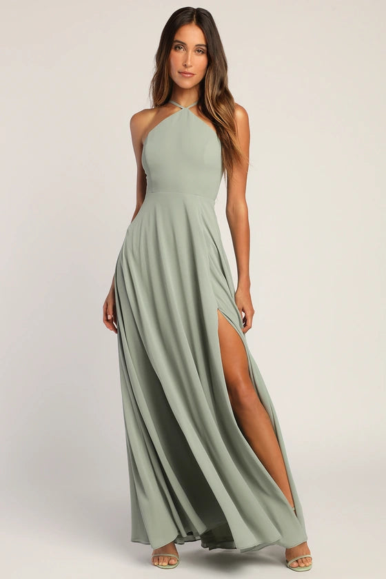 Lulus Absolutely Breathtaking Sage Brush Maxi Dress