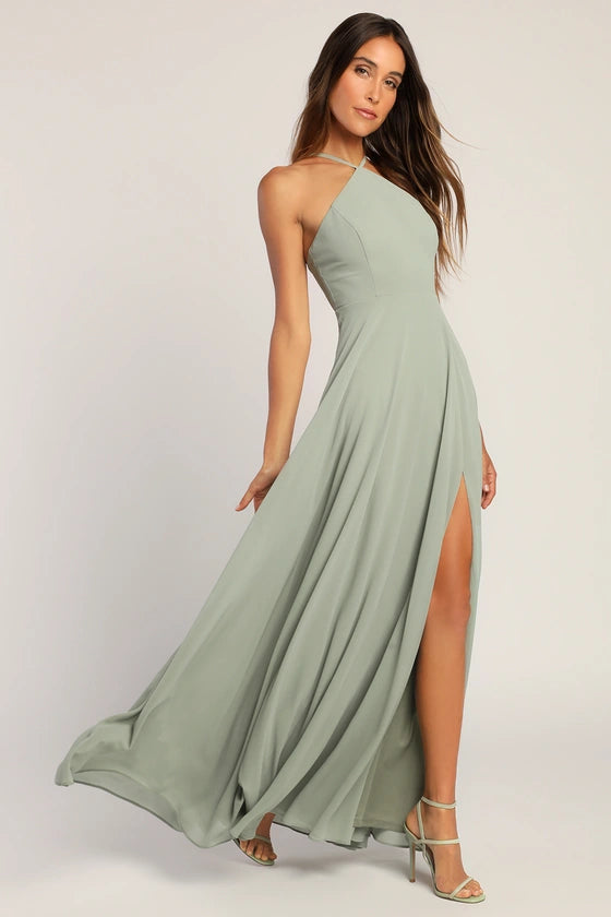 Lulus Absolutely Breathtaking Sage Brush Maxi Dress