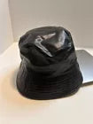 Steve Madden Reversible Bucket Hat Black Faux Leather/wool Plaid Multicolor