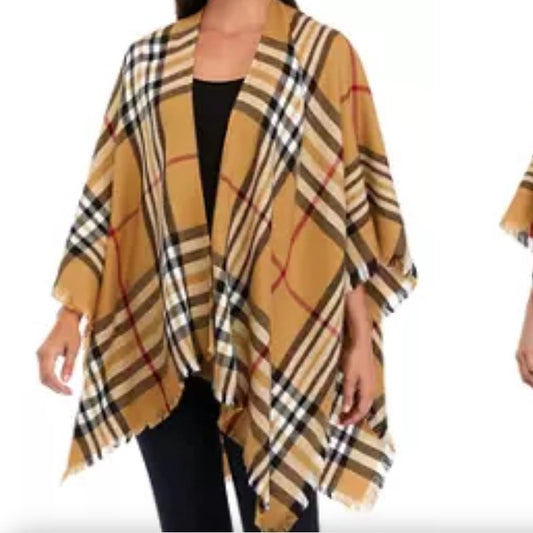 Women's Exploded Plaid Ruana Wrap